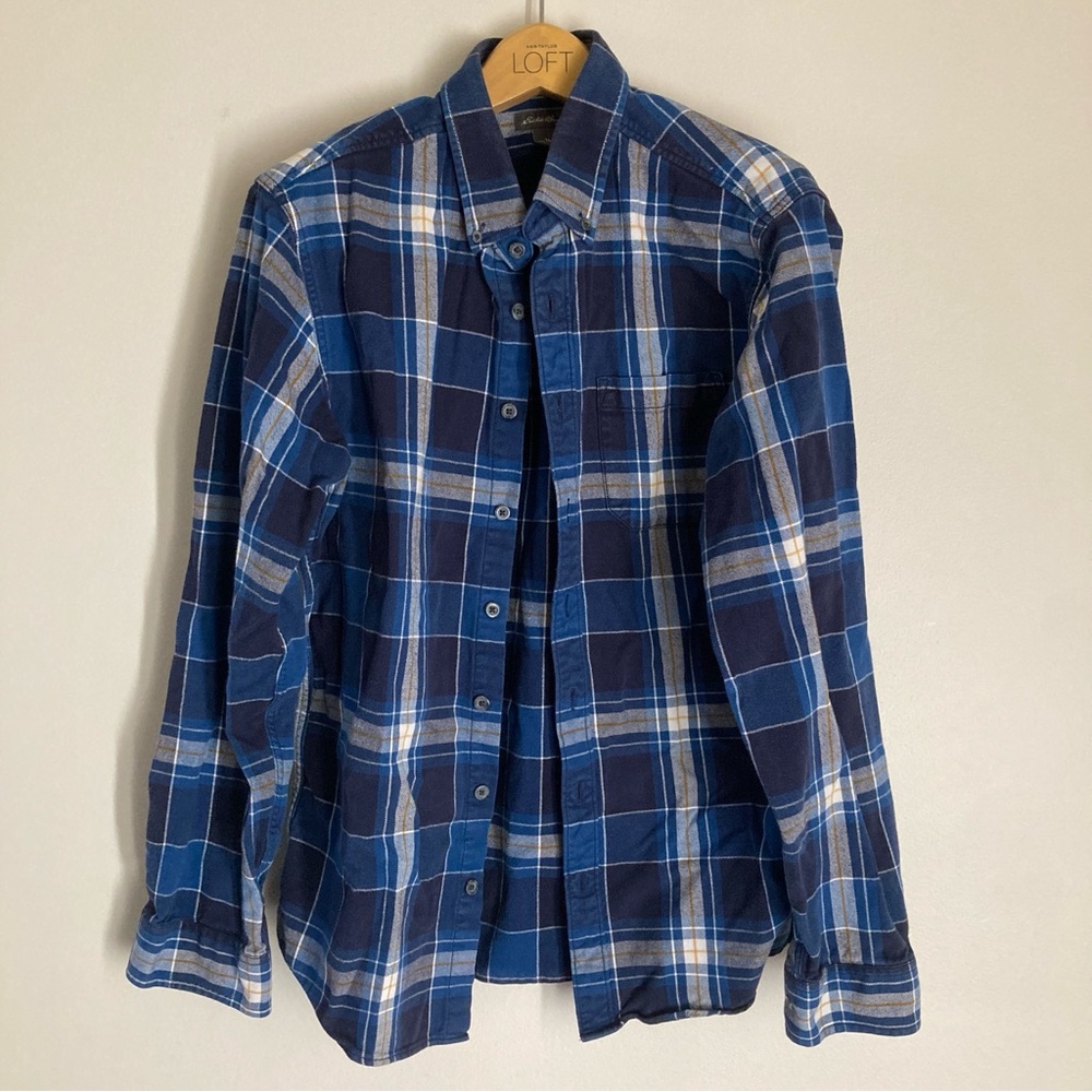 Eddie Bauer Men’s Blue Plaid Flannel Shirt Size TM